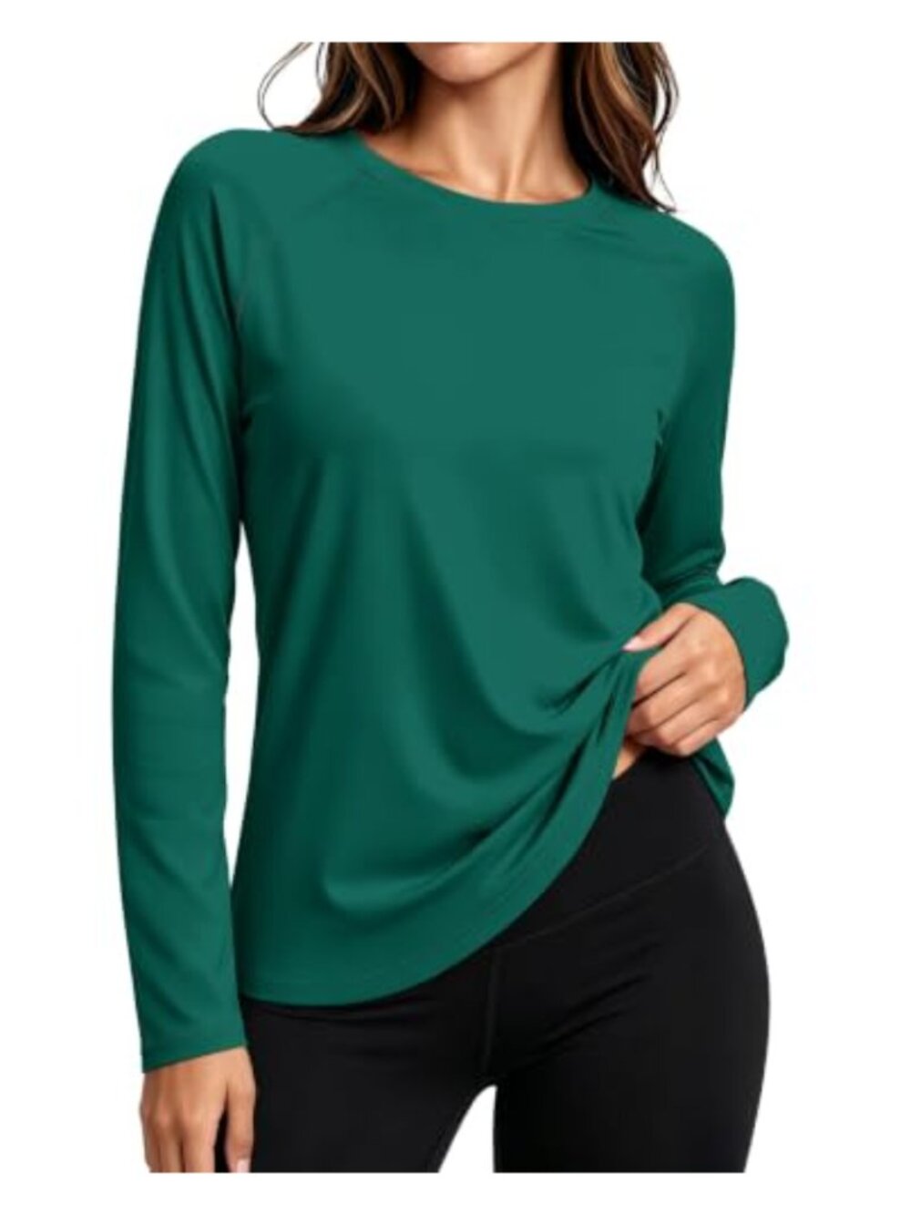 Womens Thermal Fleece Lined Long Sleeve Crew Neck Pullover Top